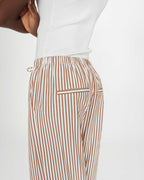 Grace & Mila Volute Seersucker Trouser Mocha Stripe