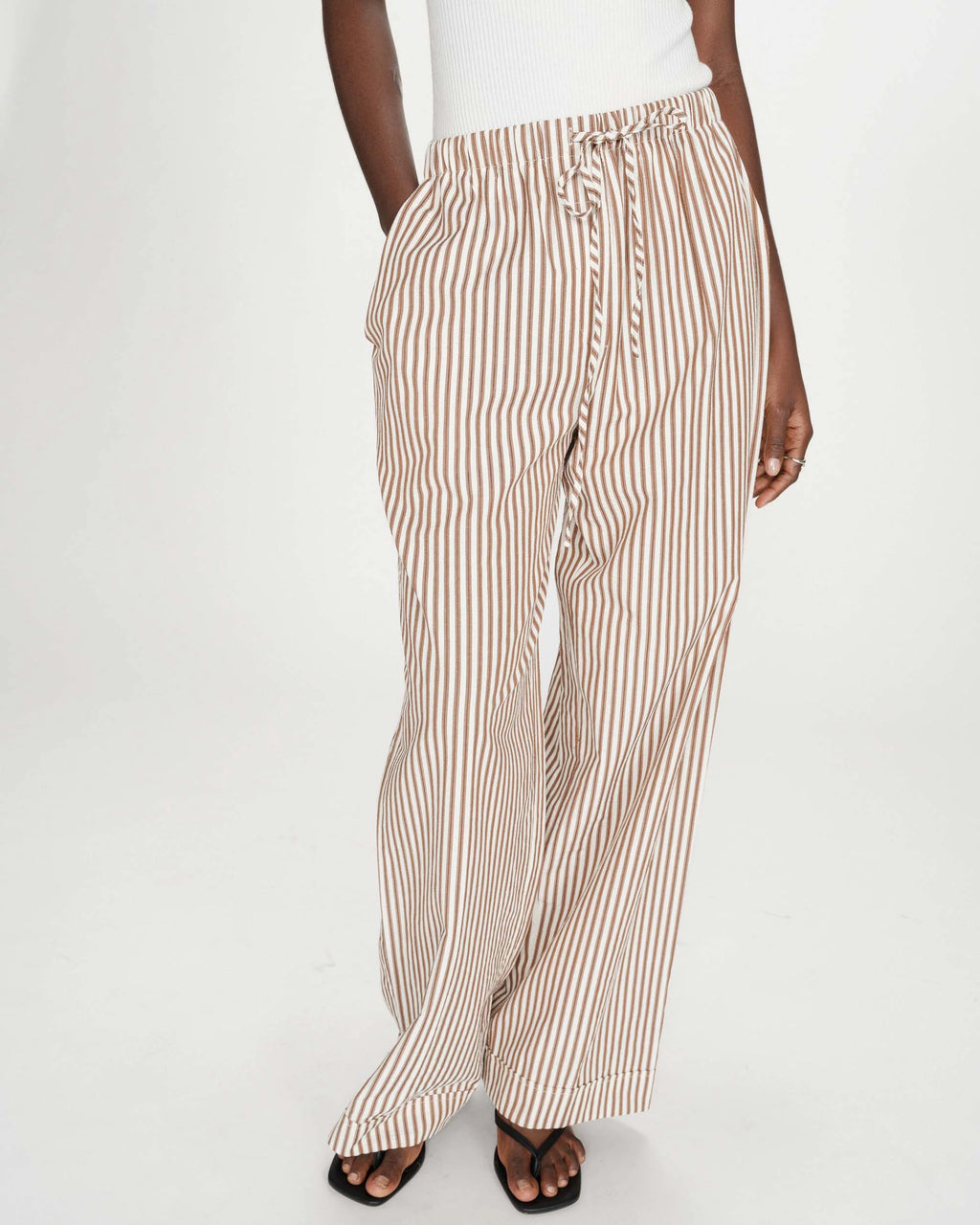 Grace & Mila Volute Seersucker Trouser Mocha Stripe