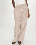 Grace & Mila Volute Seersucker Trouser Mocha Stripe