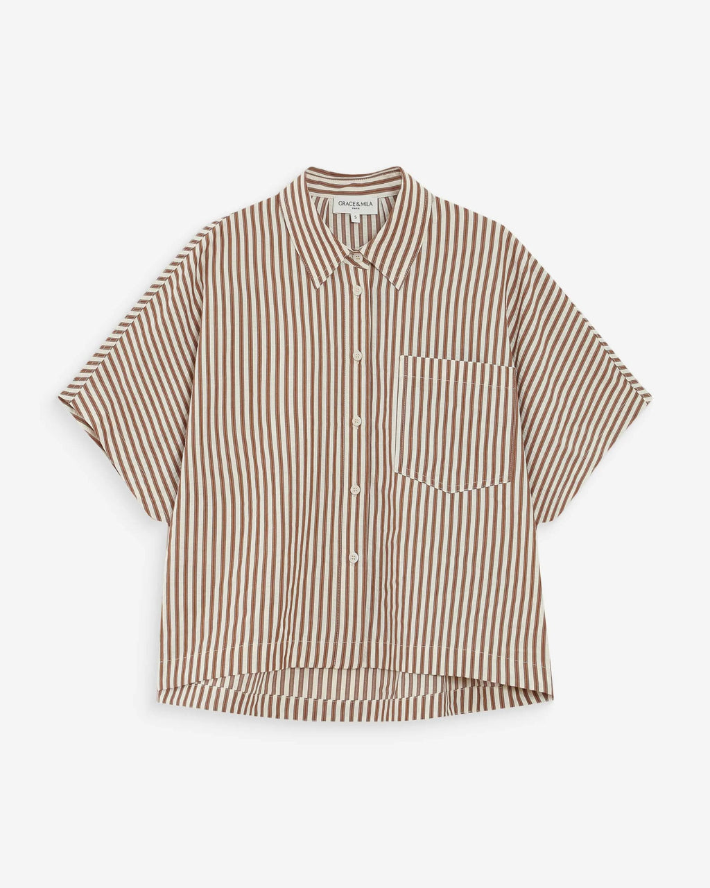 Grace and Mila Mocha Stripe Vercia Shirt