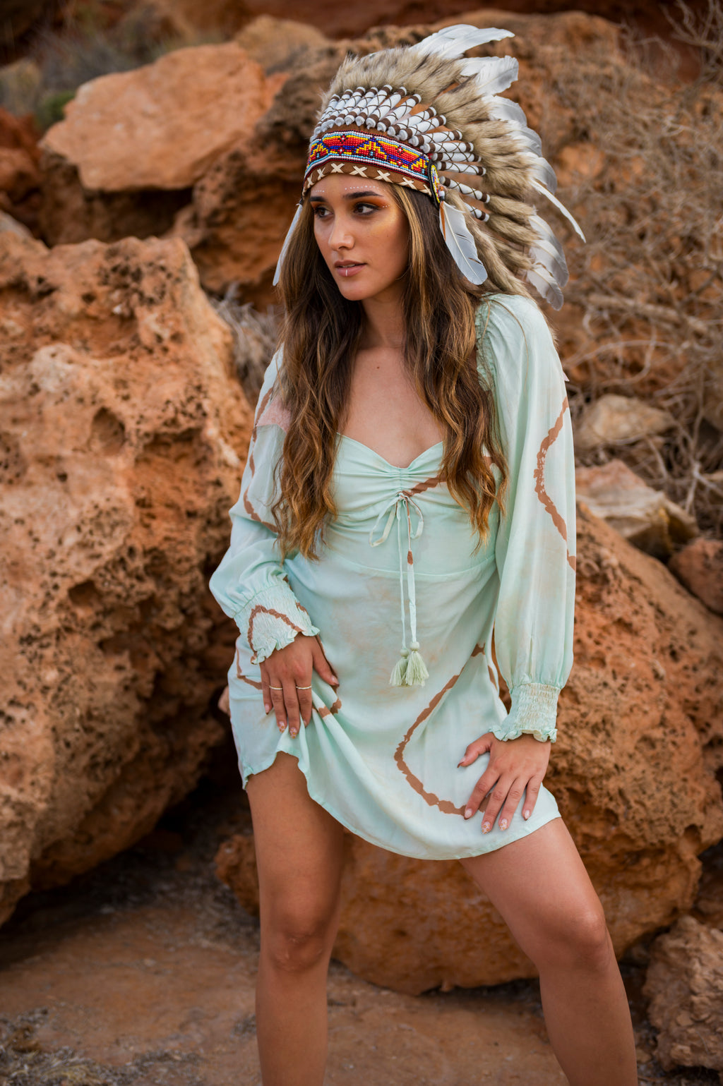 Pampita Island Blue Circle Twirl Dress