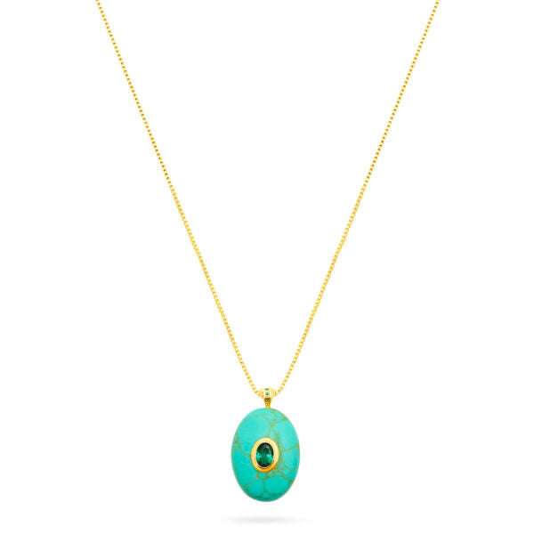 Talis Oval Pendant Necklace- Turquoise/Emerald