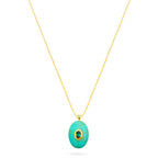 Talis Oval Pendant Necklace- Turquoise/Emerald