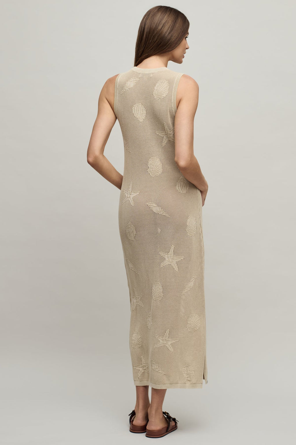 Barefoot Dreams Sunbleached Shell Motif Crew Midi Dress