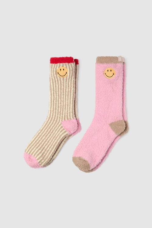 Barefoot Dreams Cozychic Smiley Ribbed Sock Set