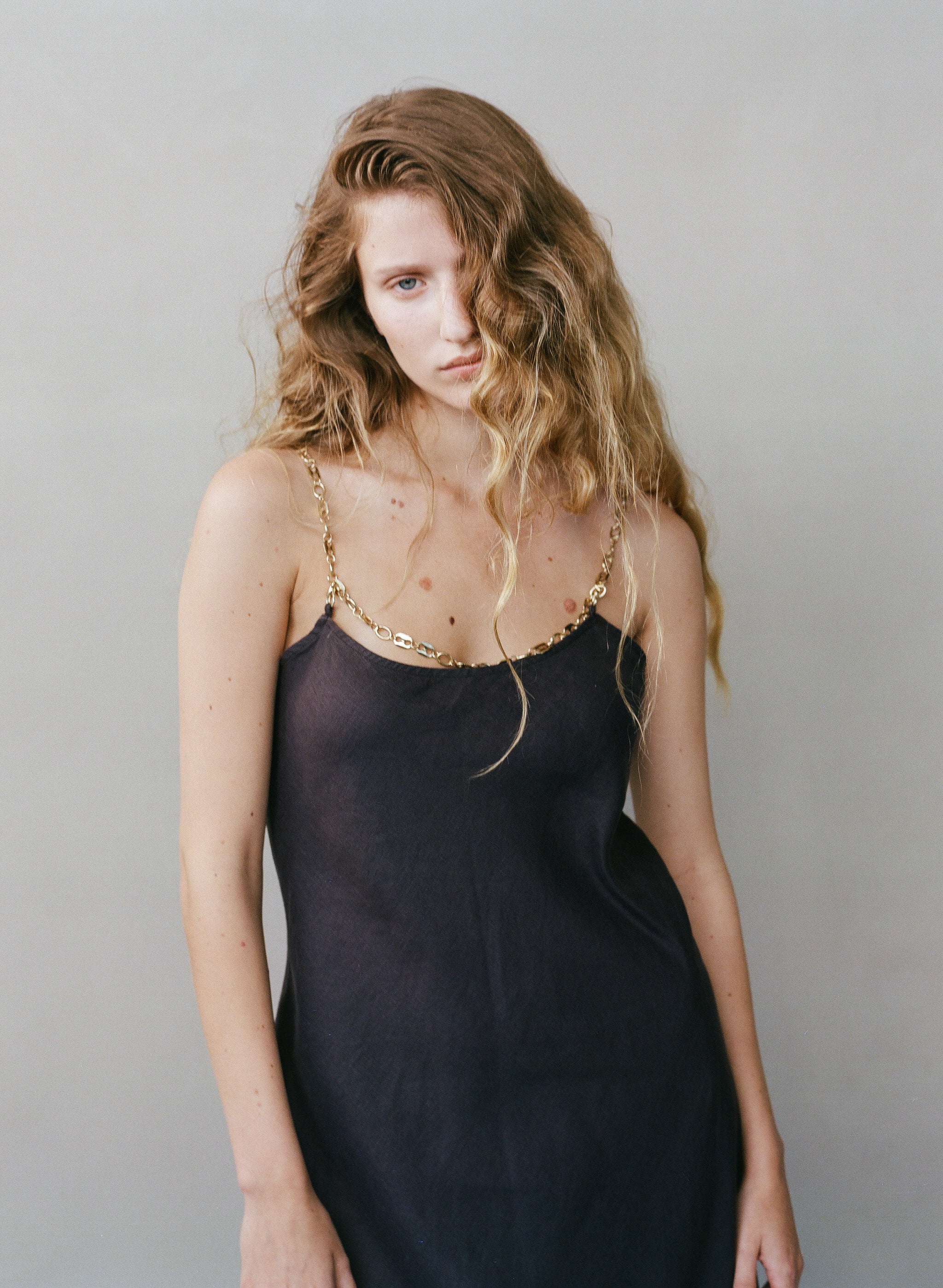 Marule & Love Linen Lola Gold Chain Dress Espresso