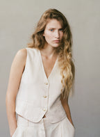 Marule & Love Linen Celine Vest Warm Sand