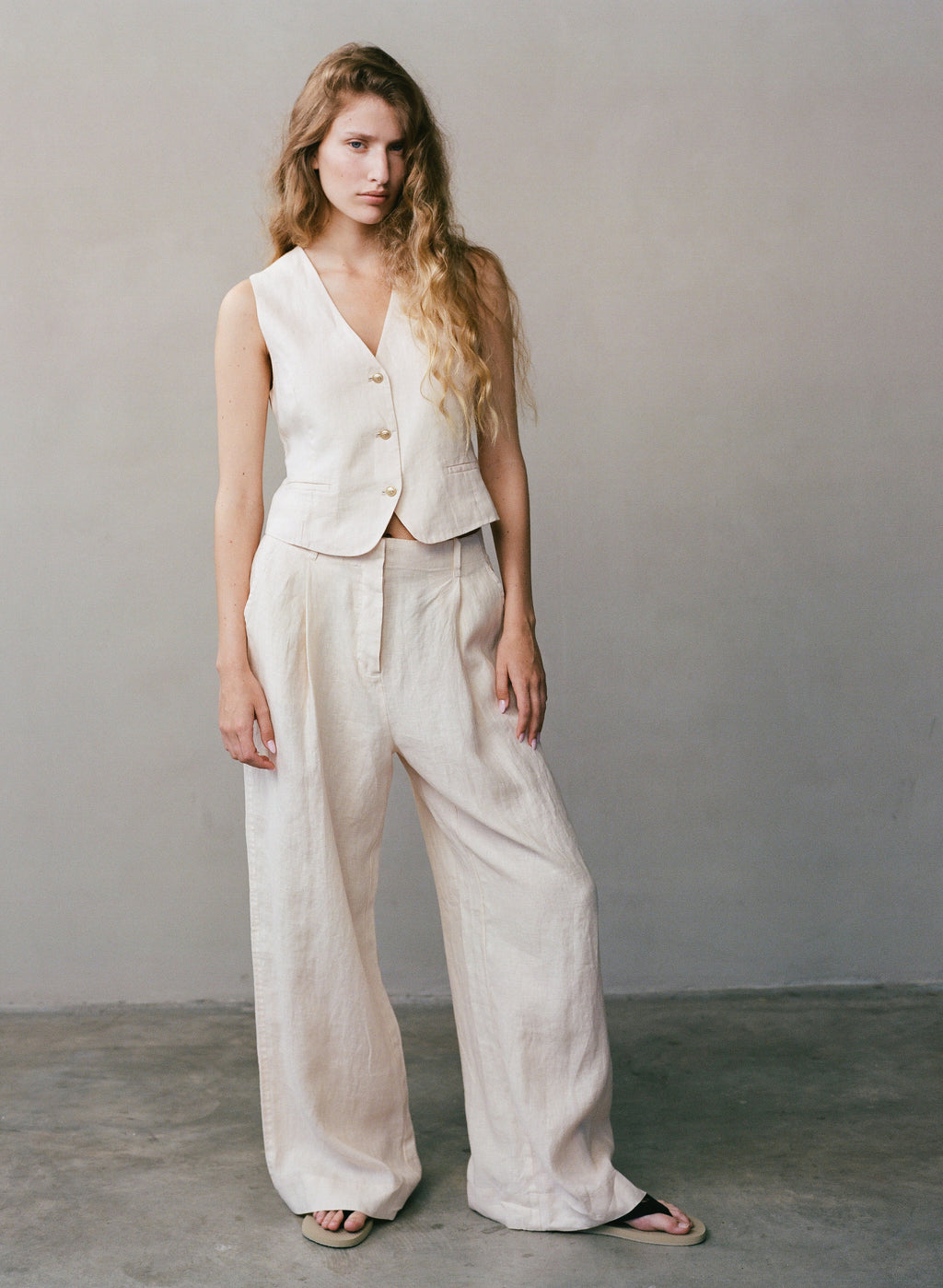 Marule & Love Linen Celine Vest Warm Sand