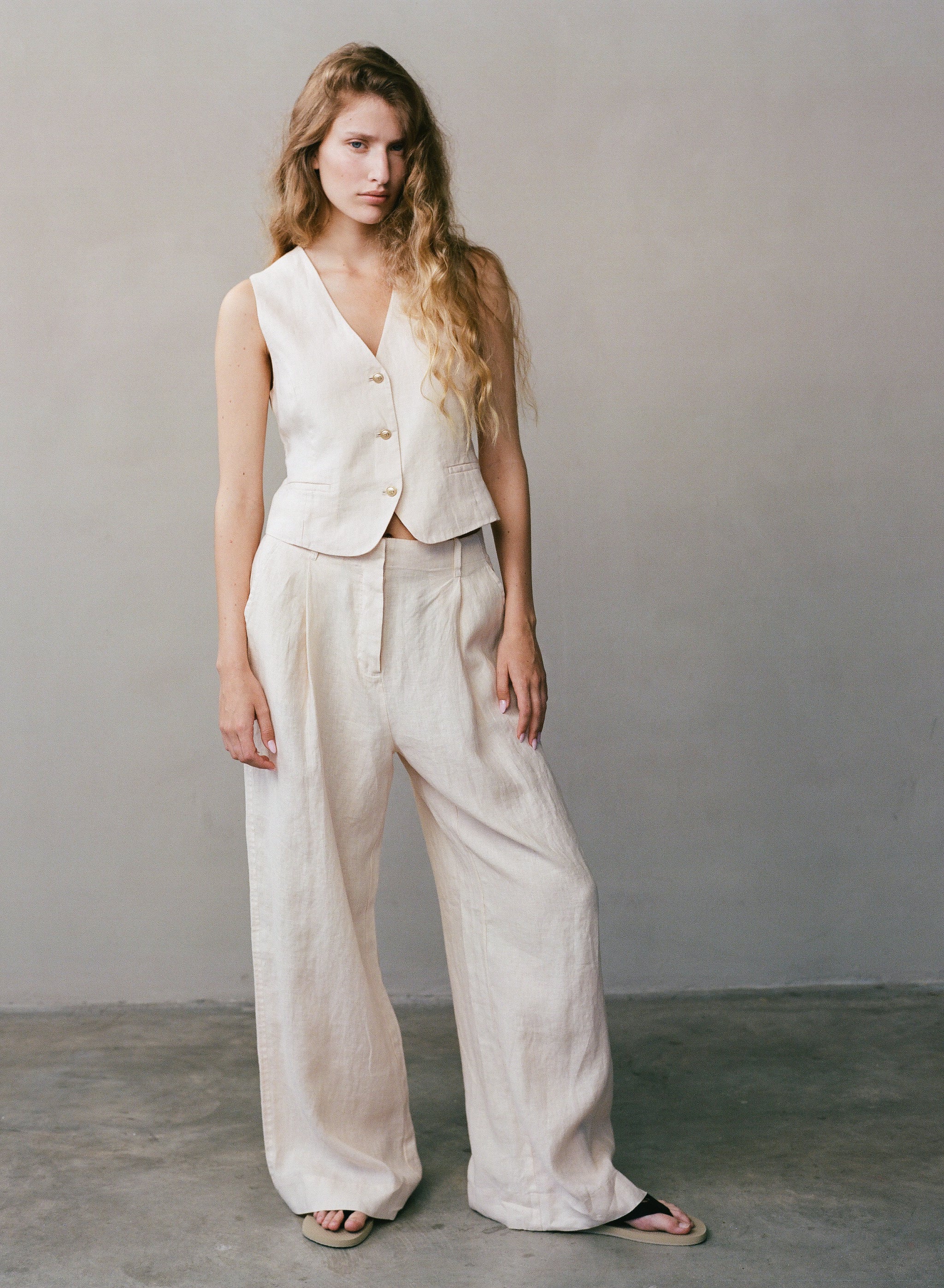 Marule & Love Linen Celine Vest Warm Sand