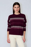 Ma Petit Capsule Wool Burgandy Stripe Sweater