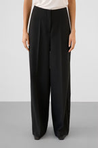 Stretch wide leg trousers with elasticated waist, back view