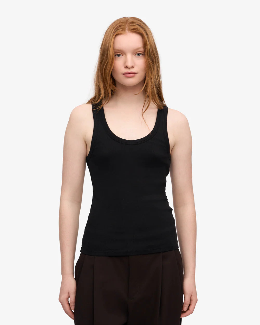 Colorful Standard Women Organic Rib Tank Top Deep Black