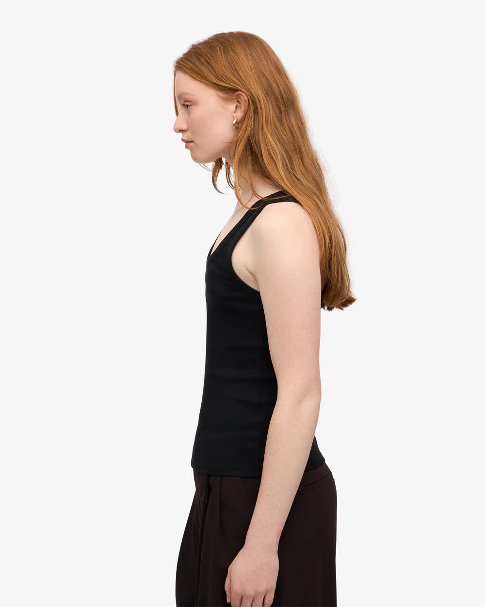 Colorful Standard Women Organic Rib Tank Top Deep Black